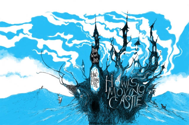 Howls Moving Castle Diana Wynne Jones cover design pen ink digital photoshop